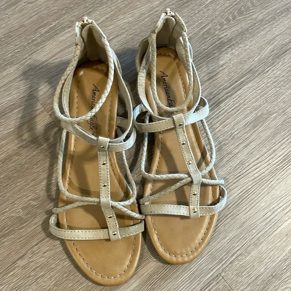 American Eagle Women’s Gladiator Sandals Size 9 Tan Faux Suede Braided Bohemian - Picture 3 of 8